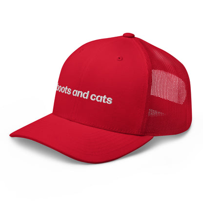 boots and cats | trucker hat